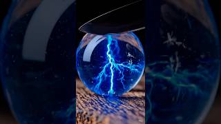 What happens when a lightning core gets sliced open? ⚡🔵 #ASMR #OddlySatisfying #LightningOrb