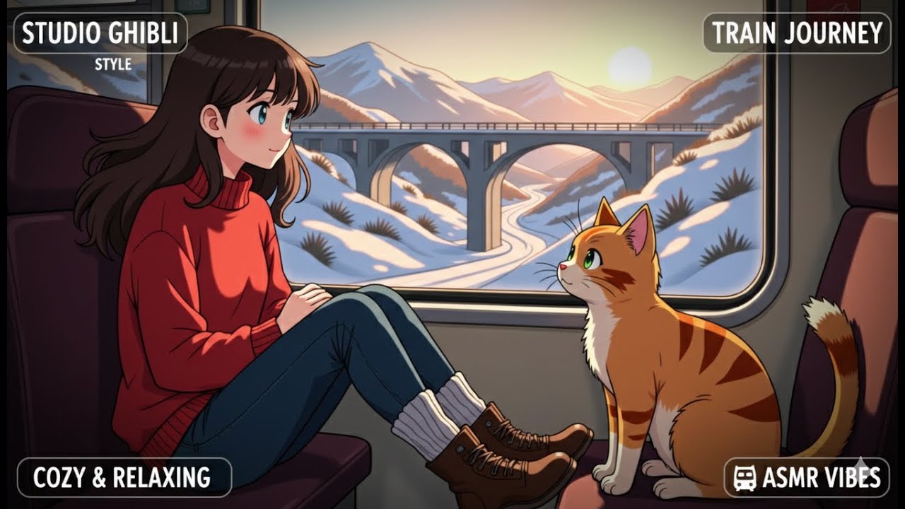 Train Journey to Alaska 🚂✨- Cozy Ghibli Inspired Animation (Cooking and Relaxing)