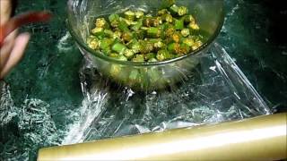 Bhindi in Microwave - (Okra in Microwave) - Quick and easy