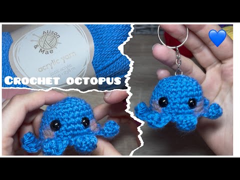 Cute crochet octopus💙 | easy tutorial #crochet  #crochetoctopus #crochettutorial 