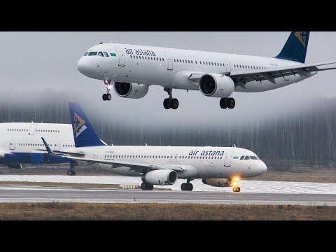 Air Astana в Домодедово. Airbus A321-271N P4-KDD, A320-232 P4-KBE