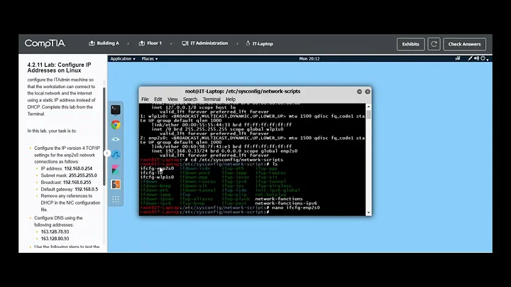 Testout | Network + | 4.2.11 Lab: Configure IP Addresses on Linux