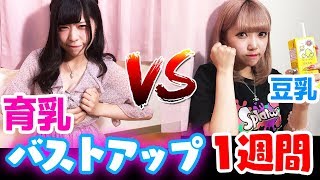 【育乳】1週間バストアップ対決「マッサージ」vs「豆乳」の結果が予想外すぎたww