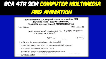 BCA 4th sem Computer Multimedia and Animation NEP Question paper 2024 #mangaloreuniversity #exam