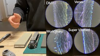 Scratch Pattern of Coarse Diamond Stones (Super Vitrified, DMT, Venev, WorkSharp)