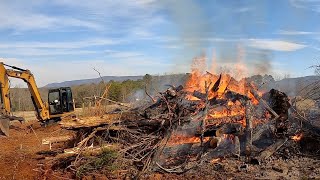 BIG BURN AND LAND CLEARING WITH CAT 308...