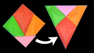 🟧 Square-to-Triangle 🔺💎 Geometric Tiling Origami Flickers 💎 Haberdasher Dissection Puzzle 🧩