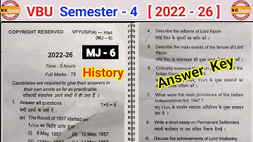 Semester 4 mj 6 history question paper l Vbu sem 4 major 6 history previous question paper answer