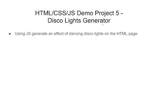 Disco Lights Effect using JavaScript | JS Demo Project 5 Prompt | Learn HTML, CSS, JS