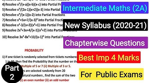 Intermediate Maths (2A) Best Imp 4 Marks Questions For Public Exams (2020-21)// Part-2