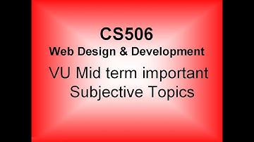 CS506 Midterm Exam Subjective Important topics
