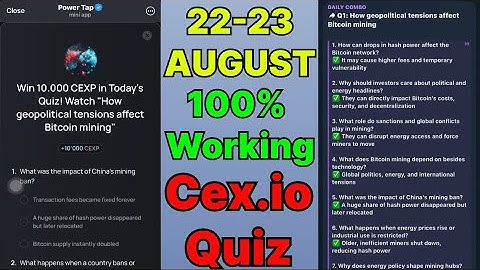 Cex.IO Quiz Answers Today 22 & 23 August | Cex.io Daily Quiz | Cex io daily combo | Cex.io daily | 