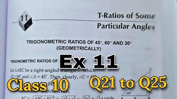 Class 10 Ex 11 Q21 to Q25 T-Ratios of Some Particular angles CBSE Trigonometry RS Aggarwal Rajmith