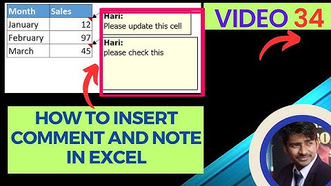 How to Insert Comment and Note in Excel | Video no. 34 | Excel for beginner series