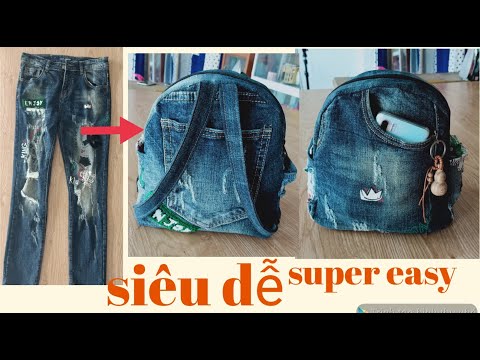 số đo dài 28 rộng 25 cm.Cách biến quần jean thành balô túi xách thật dễ jean turned into backpacks