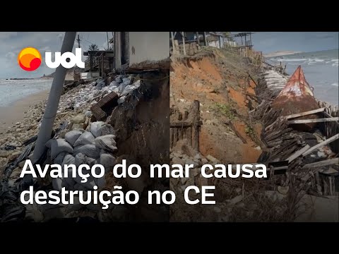 Mar avança até 400 m, expulsa moradores e salga poços de água em Icapuí, no Ceará