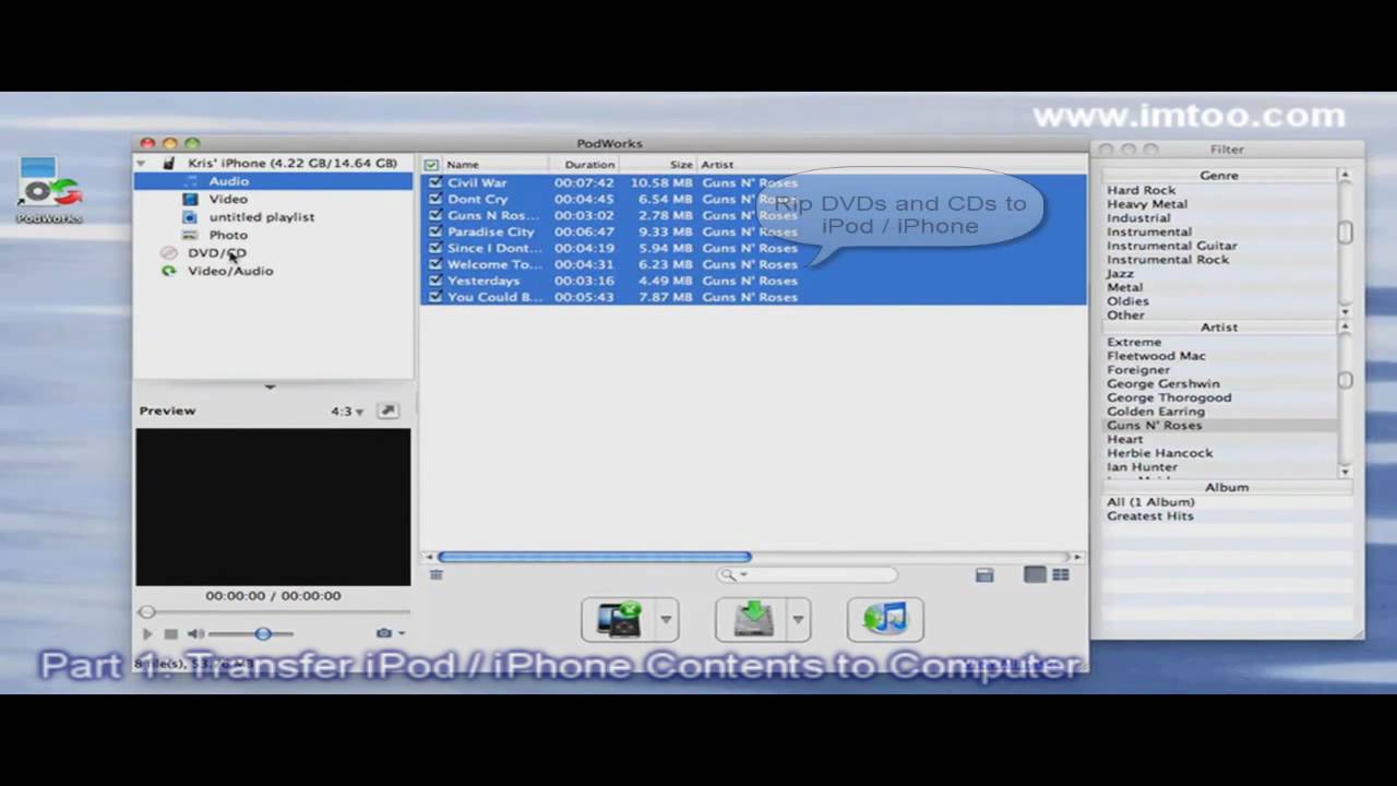 ImTOO PodWorks Mac Edition - Transfer Contents from iPod to Mac, plus Convert Videos & DVDs to iPod