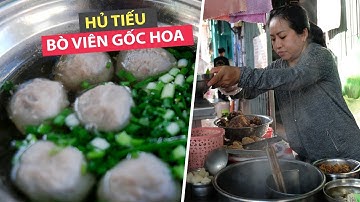 Hủ tiếu bò viên gốc Hoa ăn kèm mực ngâm tro tàu giòn sần sật
