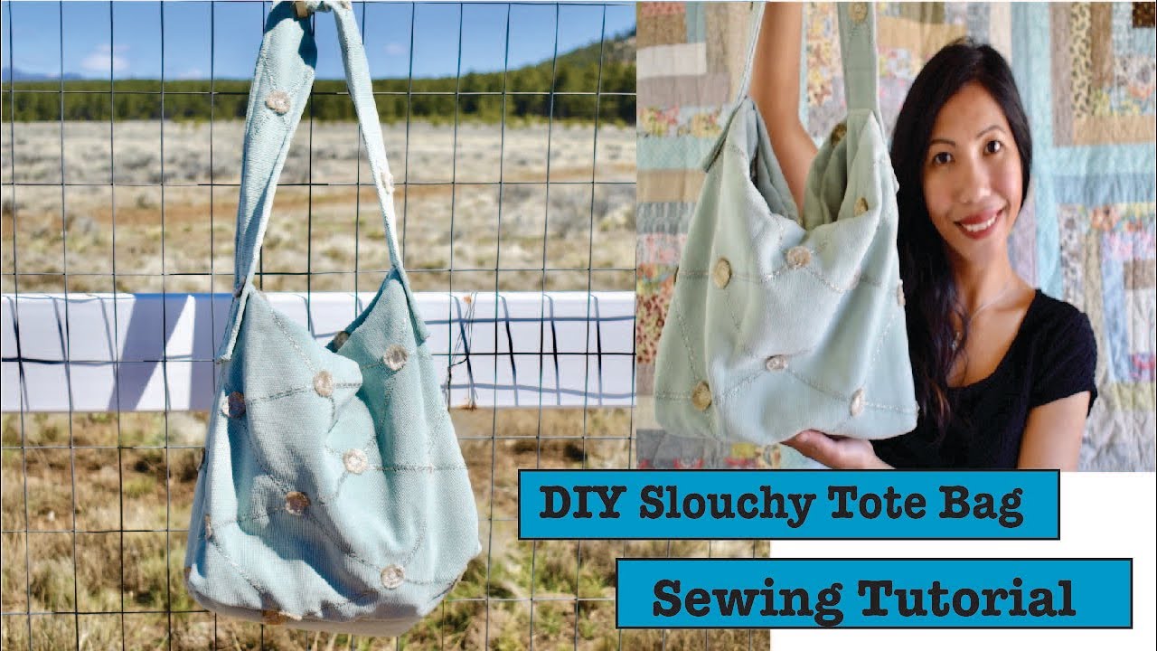Slouchy boho tote Bag- Sewing Tutorial - With pockets - YouTube