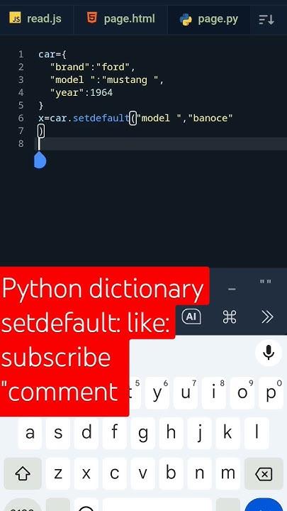 Python dictionary set default () methods #shorts #python #dictionary # ...