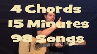 4 Chords, 15 Minutes, 98 Songs Easy Strum Chord Beginner Guitar Lesson How to Play Tutorial