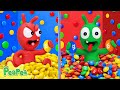Pea pea explores funny challenges in the mysterious 100 button room  pea pea  cartoon for kids