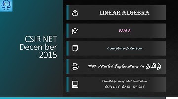 Linear Algebra Part B (Tamil)| CSIR NET December 2015 - Complete Solution