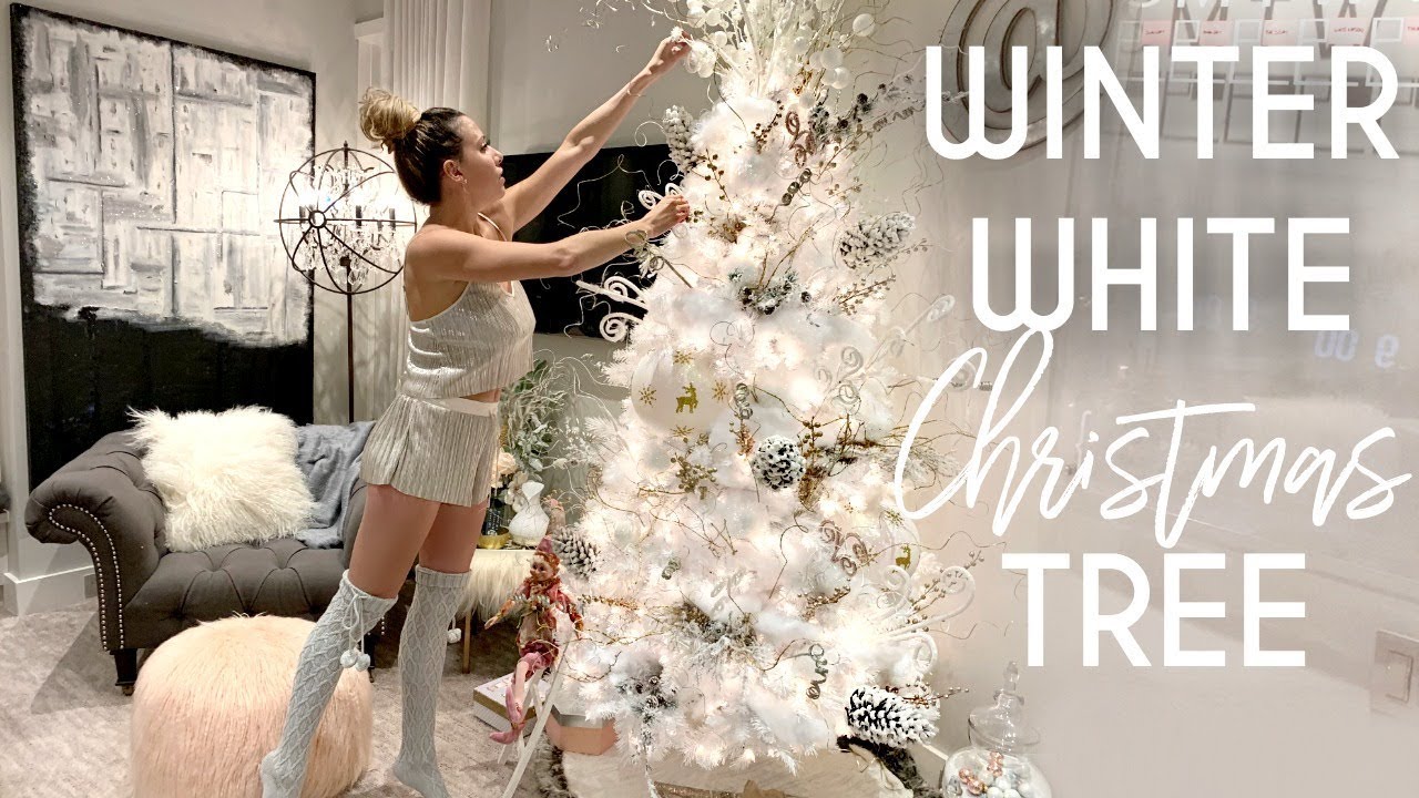 Christmas Decor Office Tour | Winter White & Gold Tree - YouTube