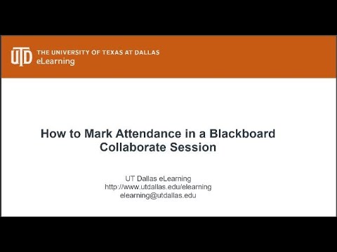 BB Collab Attendance Part 1: How to Mark Attendance in a Collaborate Session