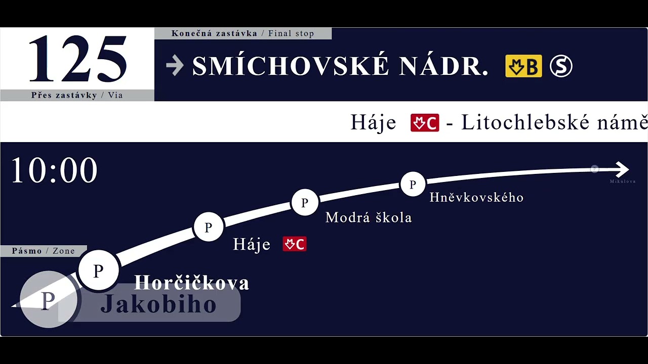 Hlášení 125 směr Smíchovské nádraží