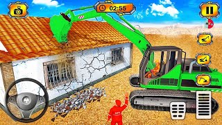 Wrecking Crane Demolishing Old House - Excavator Construction JCB Game 3D - Android Gameplay screenshot 4