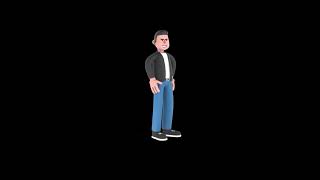 3D Cartoon Musician Character Turntable | Confident Artist Hands on Hips Looking Up 360 Rotation