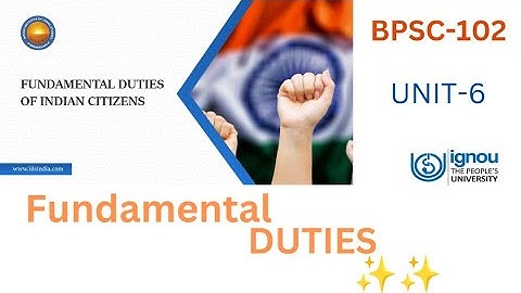 IGNOU| BA Political science honours 1st year | BPSC-102 Unit-6 (fundamental duties) ✨ ✨