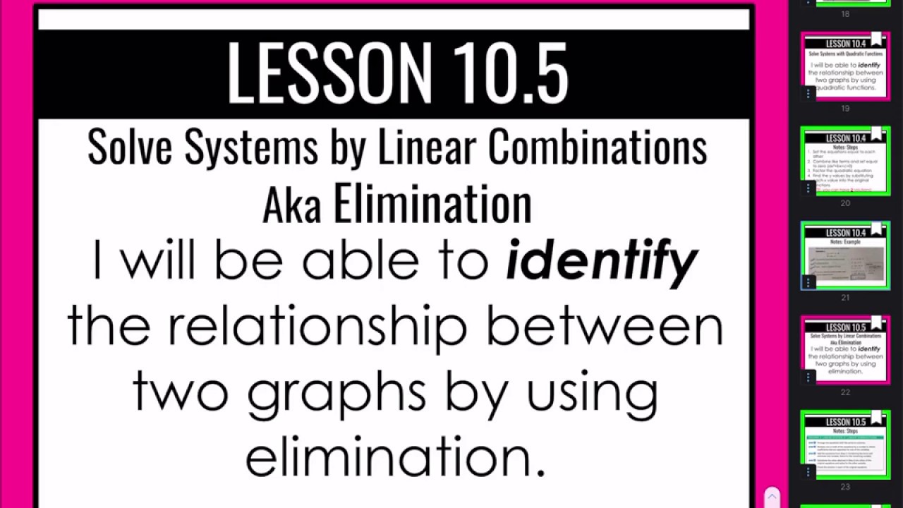 Lesson 10 5 Solving Systems using elimination