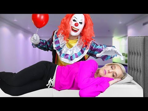 creepy-it-clown-prank-on-wife-while-she-is-sleeping!-**bad-idea**-|-matt-and-rebecca