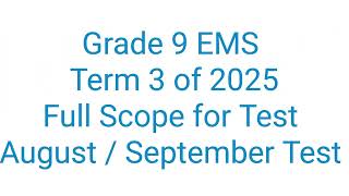 Grade 9 EMS Term 3 Test paper & Memo guide 2026