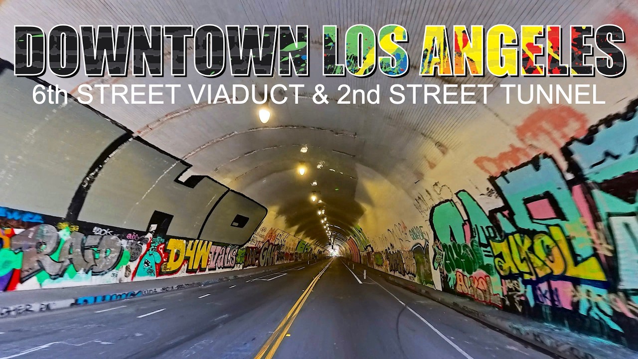 Driving Notorious Downtown Los Angeles Bridge and Tunnel