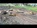 Huge Land Filling Up Technique Skills Bulldozer Operator Ever Lake Filling Up Process