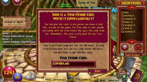 wizard 101 true friend codes