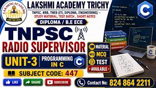 TNPSC Radio Supervisory Unit-III programming in C Part-1 Diploma-B.E ECE Code:447 #electronics#engin