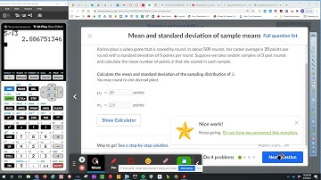 Unit 10 Mean and Standard Deviation of Sample Mean Exercise YouTube video