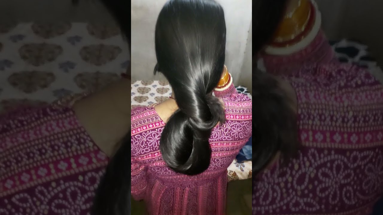Natural black silky longhair | smooth hairbun drop | open long hair play | @Longhair_Queen_99