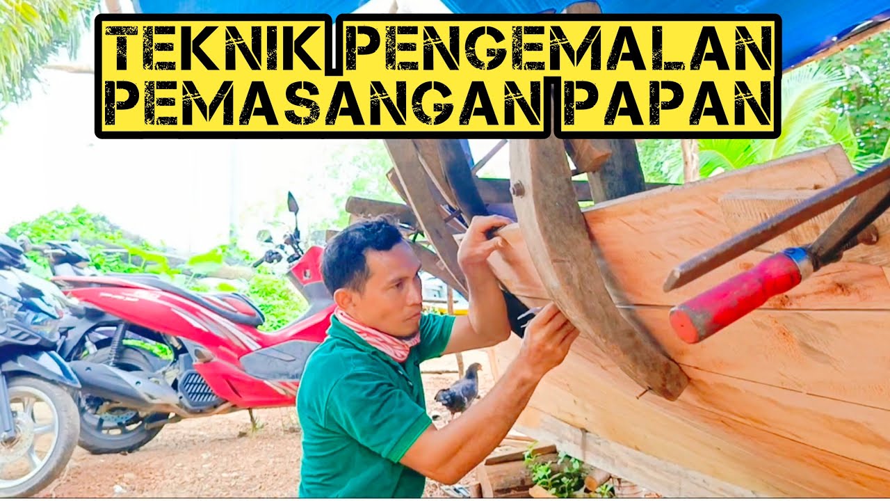 PENYETINGAN  PEMASANGAN PAPAN PERAHU  DI BAGIAN HALUAN UNTUK LUNAS PANJANG 9METER || naik 7 keping