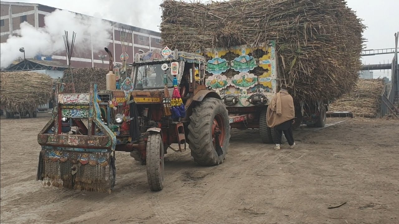 Sugarcane Traliar Unloading Very Old Model Baba Balarus Noon Sugar Mill Bhalwal