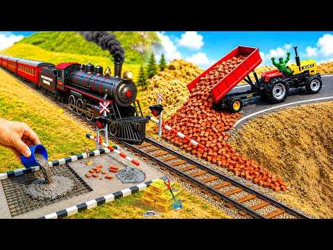 DIY Mini Tractor Builds Real Concrete Road and Railway Track | Fun Construction Science Project