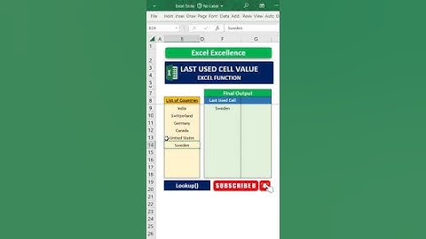 Last used cell in Excel | Excel Lookup() function - Tip7 #shortsvideo #shorts #exceltips