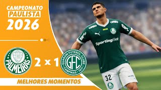 PALMEIRAS 2 X 1 GUARANI MELHORES MOMENTOS CAMPEONATO PAULISTA 2026 varzea tv