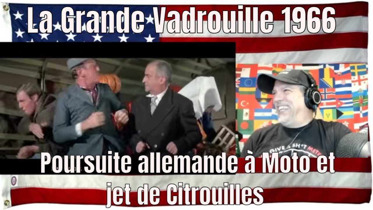 La Grande Vadrouille 1966  - Poursuite allemande à Moto et jet de Citrouilles REACTION