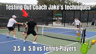 Testing out Coach Jake Panno's Pickleball techniques vs Good Players! #pickleball