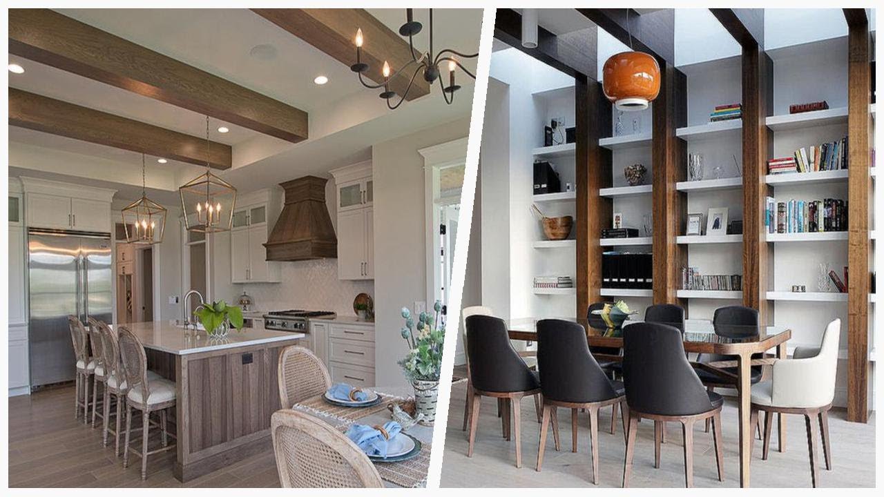75 Exposed Beam Dining Room With White Walls Design ...